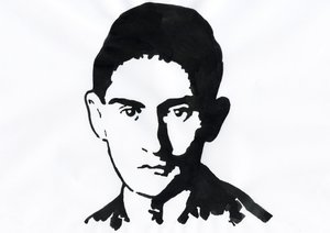 Portræt af den pragiske forfatter Franz Kafka (1883-1924) (Portræt af tysksproget romanforfatter Franz Kafka) af Alessandro Lonati