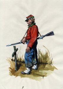 Andet imperium (1852-1870): Italiensk forening (Risorgimento), frivillig fra den garibaldianske hær kendt som "rød skjorte"-kæmper for Giuseppe Garibaldis (1807-1882) sag i Italien af Alessandro Lonati