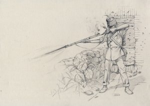 Andet imperium (1852-1870): infanteristskydning, soldat fra den østrigske hær, østrig-ungarsk (østrig-ungarsk) af Alessandro Lonati