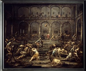 Ankomst af gallerierne til fængslet i Genova Maleri af Alessandro Magnasco (1667-1749) 1700-tallet søn. 1,16x1,42 m Bordeaux, Museum of Fine Arts.