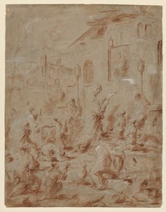 Tilbedere ved en Street Shrine, 173040. af Alessandro Magnasco