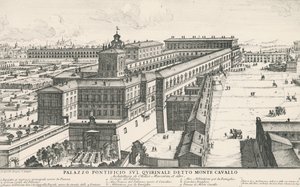 Pavepaladset på Quirinale-bakken, også kendt som Monte Cavallo, tegning og gravering af Alessandro Specchi (1668-1729), Italien af Alessandro Specchi