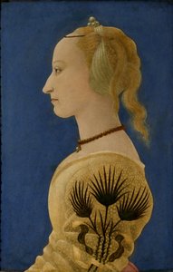 Portræt af en dame i gult, ca. 1465 (panel)