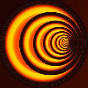 underjordisk sti (orange), 2019, (blandet medier) af Alex Caminker