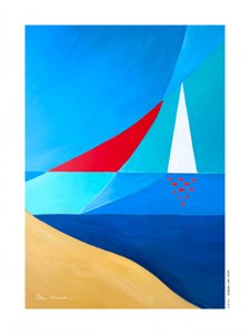 Geometriske sejlbåde på stranden