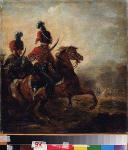 Ryttere. (Husarernes regiment). Maleri af Alexander Osipovich Orlowski (1777-1832), olie på lærred