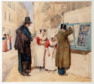 En brudgom vælger en ring til sin forlovede, 1838