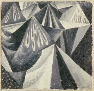 Cubo-futuristisk komposition i gråt og hvidt, 1916