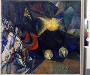 Damp maskine. Maleri af Alexander Konstantinovich Bogomazov (1880-1930). Olie på lærred