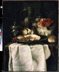 Morgenmad med skinke (Morgenmad med skinke). Maleri af Alexandre Coosemans (1627-1689)