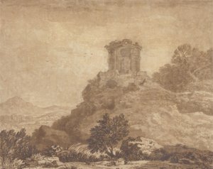 Landskab med et ødelagt tempel, ca. 1756 (grafit og vask på papir)