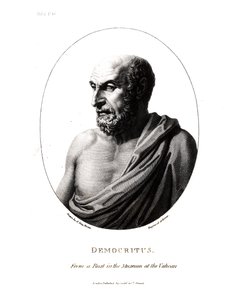 Demokrit (c.460-c.370 f.Kr.), indgraveret fra en buste i Vatikanmuseet