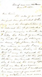 Brev underskrevet A.E. Steen, lejr nær Van Buren, til sin fætter fru Mary Walker, Van Buren, Ark., 1. december 1862 af Alexander Early Steen