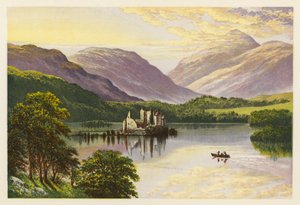 Skotsk Loch-landskab: Loch Awe (farvelitografi) af Alexander Francis (after) Lydon