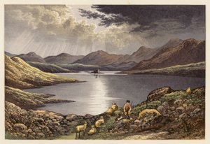 Skotsk Loch-landskab: Loch Doon (farvelitografi) af Alexander Francis (after) Lydon