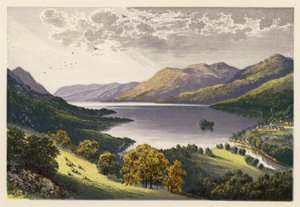 Skotsk Loch-landskab: Loch Earn (farvelitografi) af Alexander Francis (after) Lydon