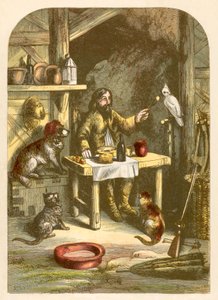 Robinson Crusoe til middag med sin lille familie af Alexander Francis Lydon