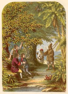 Robinson Crusoe overrasker de tre englændere af Alexander Francis Lydon