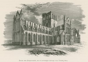 Whitby Abbey, fra nordøst, som det så ud før tårnet faldt