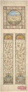 Design til et farvet glasvindue, 1866-92. af Alexander Gibbs