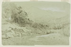 Flodstrøm med bjerge i det fjerne af Alexander Helwig Wyant
