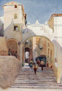 Mentone, gamle huse (farve litho) af Alexander Henry Hallam Murray