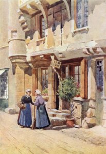 Gamle huse i Chinon (farve litho) af Alexander Henry Hallam Murray