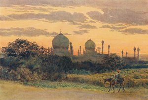 Solnedgang bag Ibrahim Roza, Bijapur, c1880 1905. af Alexander Henry Hallam Murray