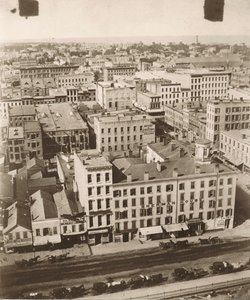 Udsigt nordpå fra kuppelen på retsbygningen i Chicago, 1858
