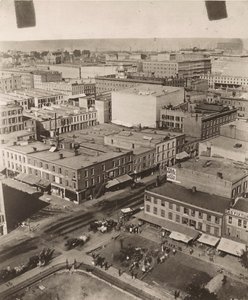 Udsigt nordøst fra kuppelen på retsbygningen i Chicago, 1858