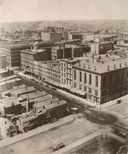 Udsigt nordvest fra kuppelen på retsbygningen i Chicago, 1858