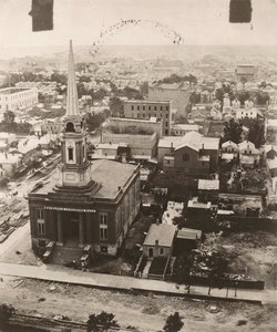 Udsigt mod syd fra kuppelen på retsbygningen i Chicago, 1858