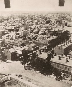 Udsigt sydvest fra kuppelen på retsbygningen i Chicago, 1858