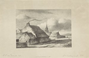 Huse og et kirketårn i Katwijk af Alexander Hieronymus Bakhuyzen (II)