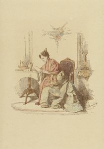 Kvinde læser et brev ved et bord af Alexander Hugo Bakker Korff