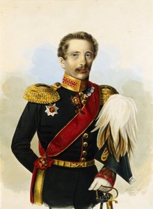 Portræt af atamanen fra Don Cossack-hæren, Mikhail Grigorievich Khomutov. Værk af Alexander Ivanovich Klunder (1802-1875), akvarel på papir