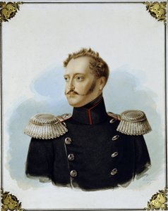 Portræt af kejseren af ​​Rusland Nicholas I (1796-1855) (Portræt af kejseren Nicholas I). Værk af Alexander Ivanovich Klunder (1802-1875), akvarel og hvid på pap