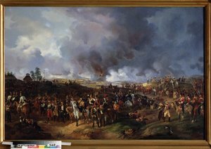 The Battle of the Nations at Leipzig (Tyskland), oktober 1813. (Eller Battle of Leipzig, episode af Napoleonskrigene, under det tyske felttog (1813). Maleri af Alexander Ivanovich Sauerweid (1783-1844), olie på lærred