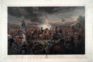 Slaget ved Waterloo - Sauerweid, Alexander Ivanovich (1783-1844) - 1819 - Radering, akvarel - 61,6x91,3 - Privat samling af Alexander Ivanovich Sauerweid