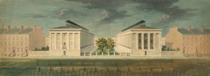 Uudført design til tværblokterrasseudviklingsperspektiv, ca. 1831.