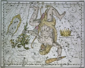 Herkules, fra "A Celestial Atlas", udgivet i 1822 af Alexander Jamieson