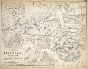 Kort over Heilsberg, udgivet af William Blackwood and Sons, Edinburgh og London, 1848 (håndfarvet gravering)
