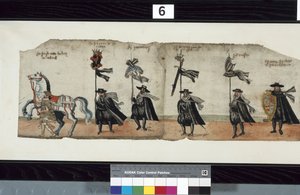 Detalje fra The Huntly Funeral Procession, der siges at være blevet brugt til obsequies af George 1st, Marquess of Huntly