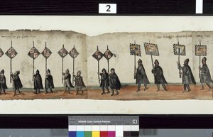 Detalje fra The Huntly Funeral Procession, der siges at være blevet brugt til obsequies af George 1st, Marquess of Huntly