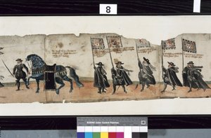 Detalje fra The Huntly Funeral Procession, der siges at være blevet brugt til obsequies af George 1st, Marquess of Huntly