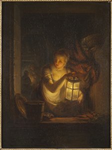 En kvinde med en lanterne, 1818 af Alexander Lauréus