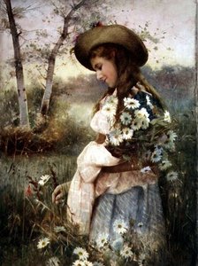 At samle Marguerites (akvarel)