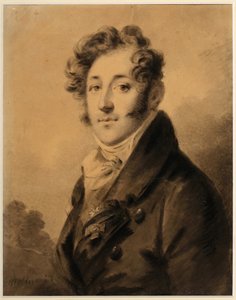 Portræt af Konstantin Yakovlevich Bulgakov (1782-1835) - Værk af Alexander (Alexandre) Molinari (1772-1831), Sanguine og kridt på papir, ca. 1800, 28x22,3 cm - (Portræt af Konstantin Yakovlevich Bulgakov, Sanguine, sort kridt hvid farve på