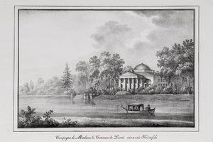 Grevinde de Lavals sommerhus på Aptekarsky Island-serien Udsigt over Sankt Petersborg, 1820