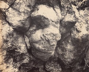 Gigantisk hoved skåret ud i den faste klippe, for nylig opdaget nær Smyrna ved indgangen til en hule,1866 (foto) af Alexander Sandor Svoboda